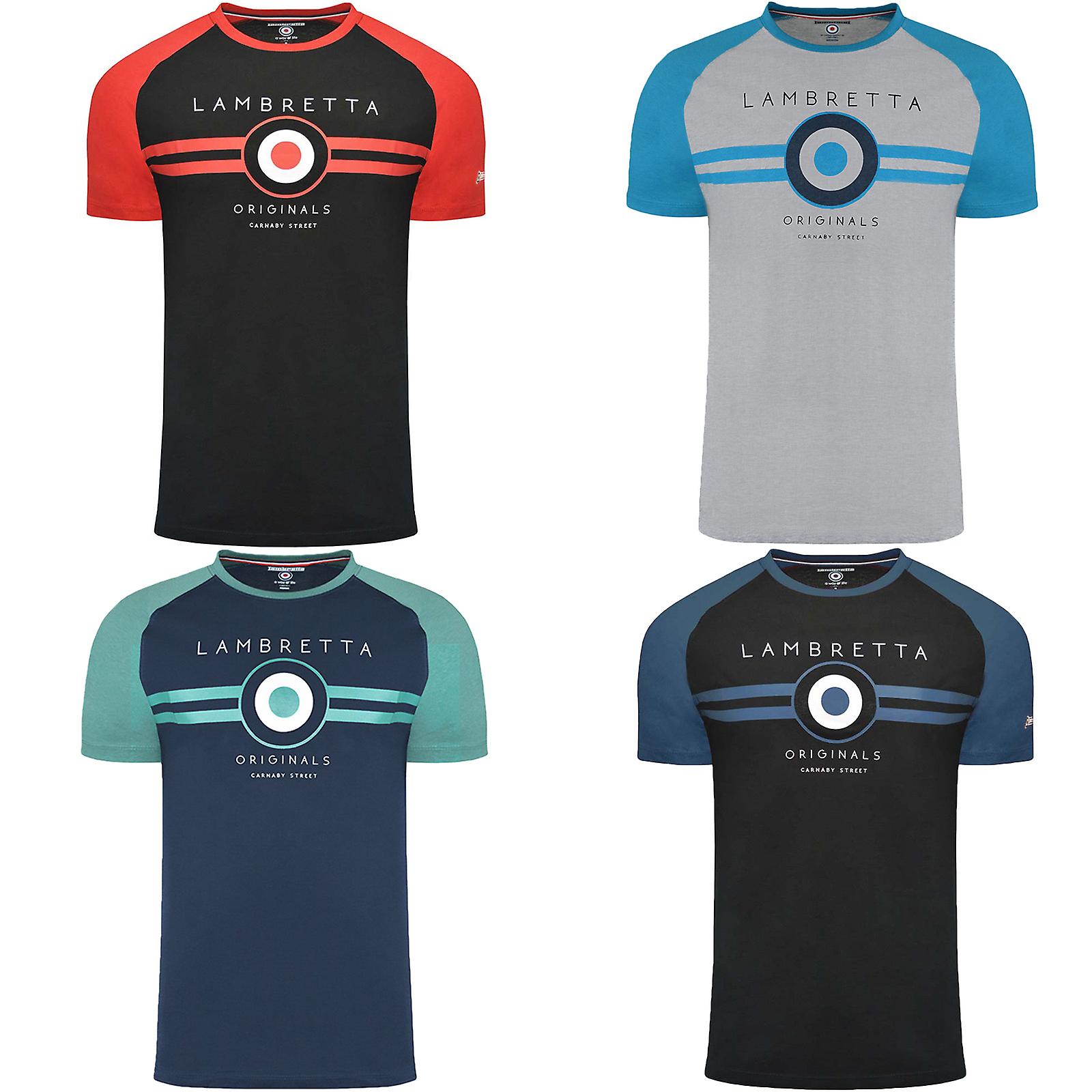 Lambretta Mens Target Raglan Crew Neck Casual Retro T-Shirt