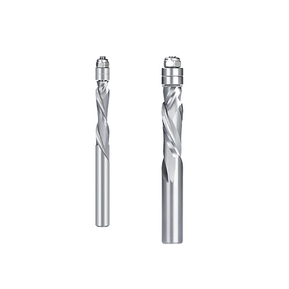 6.35/12.7Mm Shank Double Guide Bearings Spiral Router Bits Carbide Trimming End Mill For Cnc Woodworking Cutting Tool
