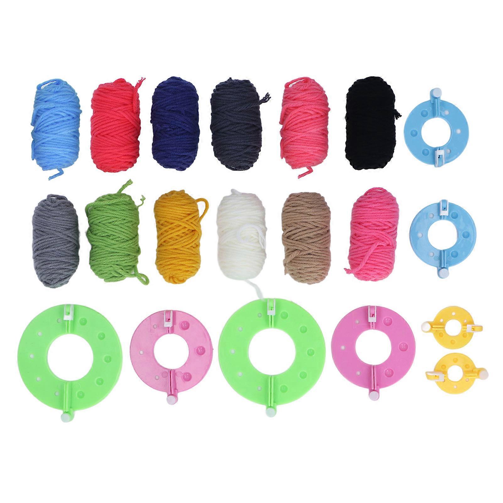 Pompom Maker 4 Different Sizes Easy Operation Plastic Pom Maker With 12 Color Yarn For Diy Craft