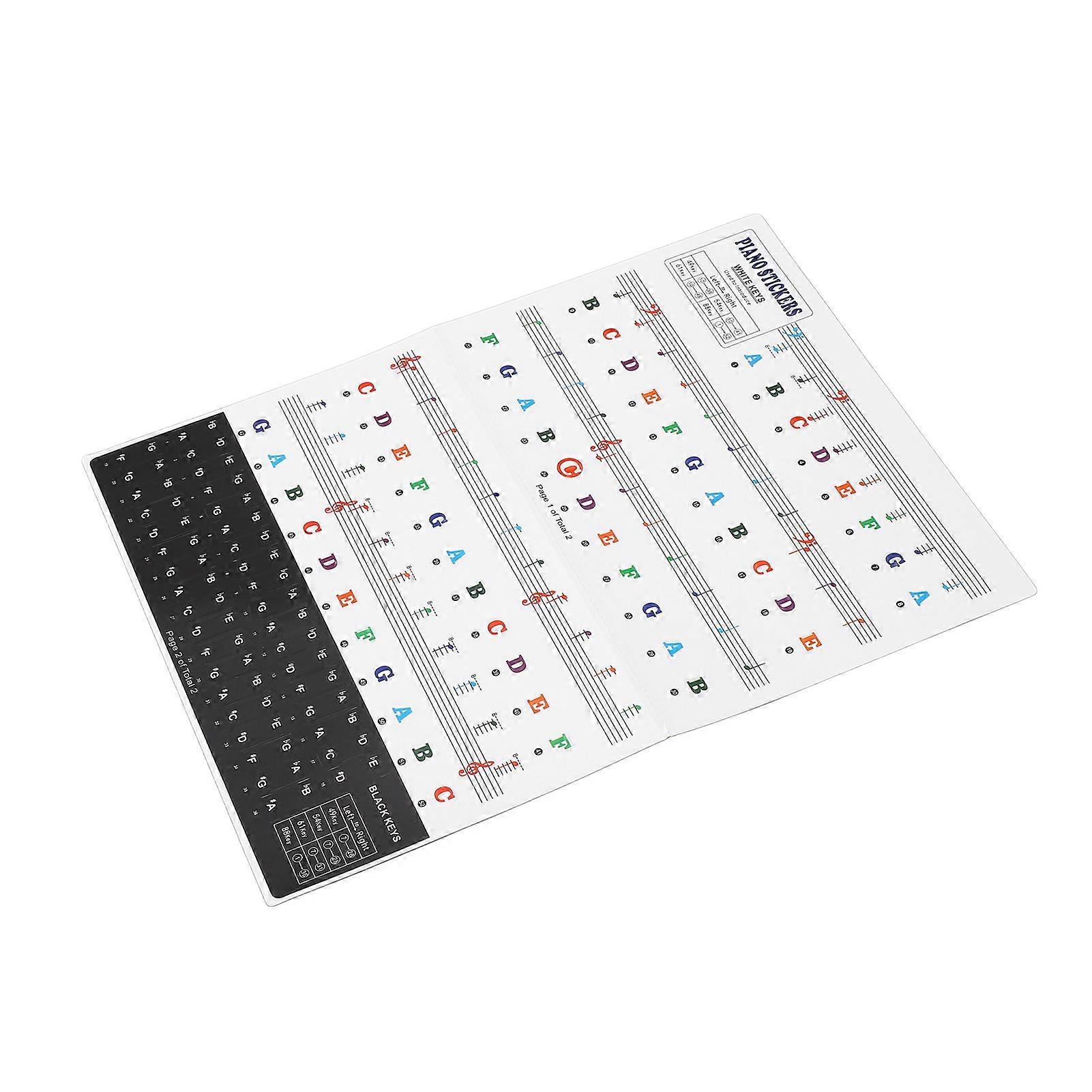 Piano Keyboard Stickers for 88 61 54 49 Key PVC Removable Piano Keyboard Letters for Beginners and Kids