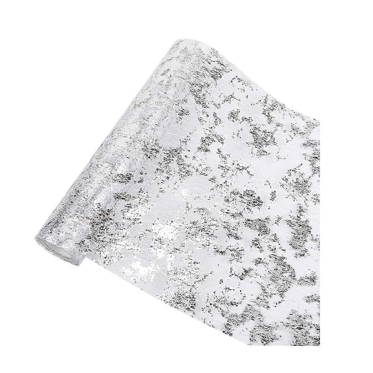 Silver Tablecloth Sequined Glitter Foil Metallic Silver Fine Mesh Tablecloth Suitable for Various Occasions