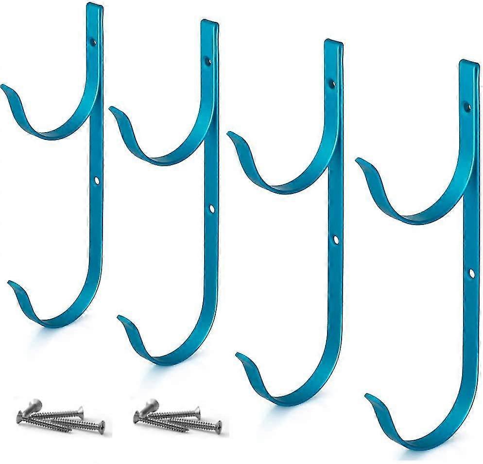 Appendini per pali da piscina in alluminio in 4 pezzi, ganci fissi, ganci ideali per attrezzi da giardino e accessori per piscina - Blu