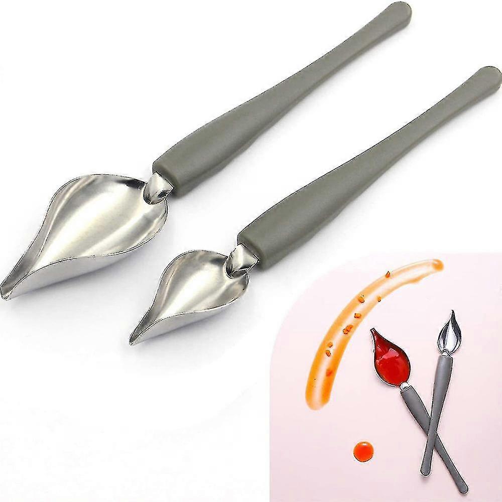 2pcs Drawing Decorating Spoons for Diy Plates Cake Coffee Decor Kitchen Tool