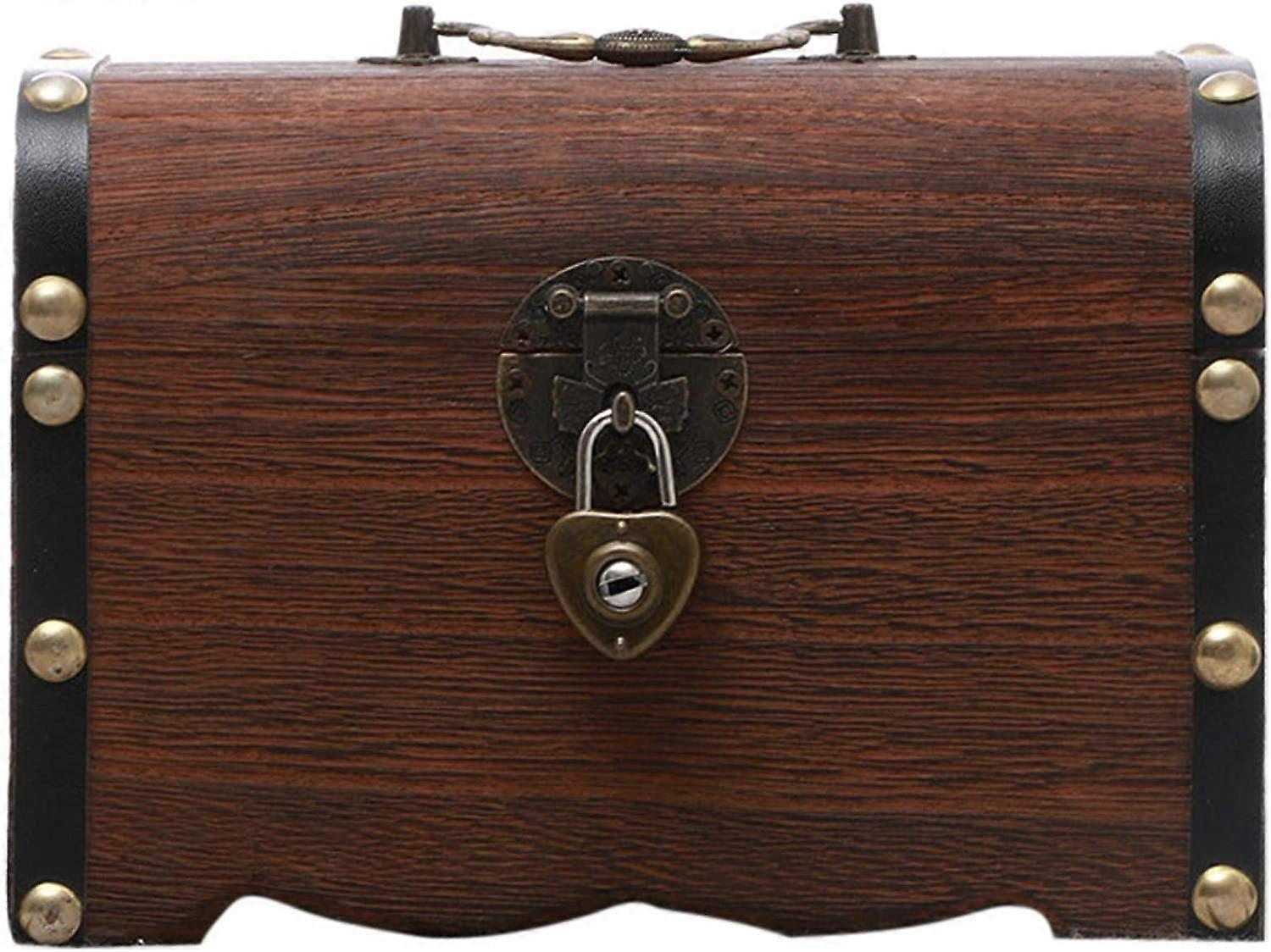 Coffre au trsor en bois vintage - Petit coffre au trsor en bois - En bois - Avec serrure - Convient pour ranger et dcorer