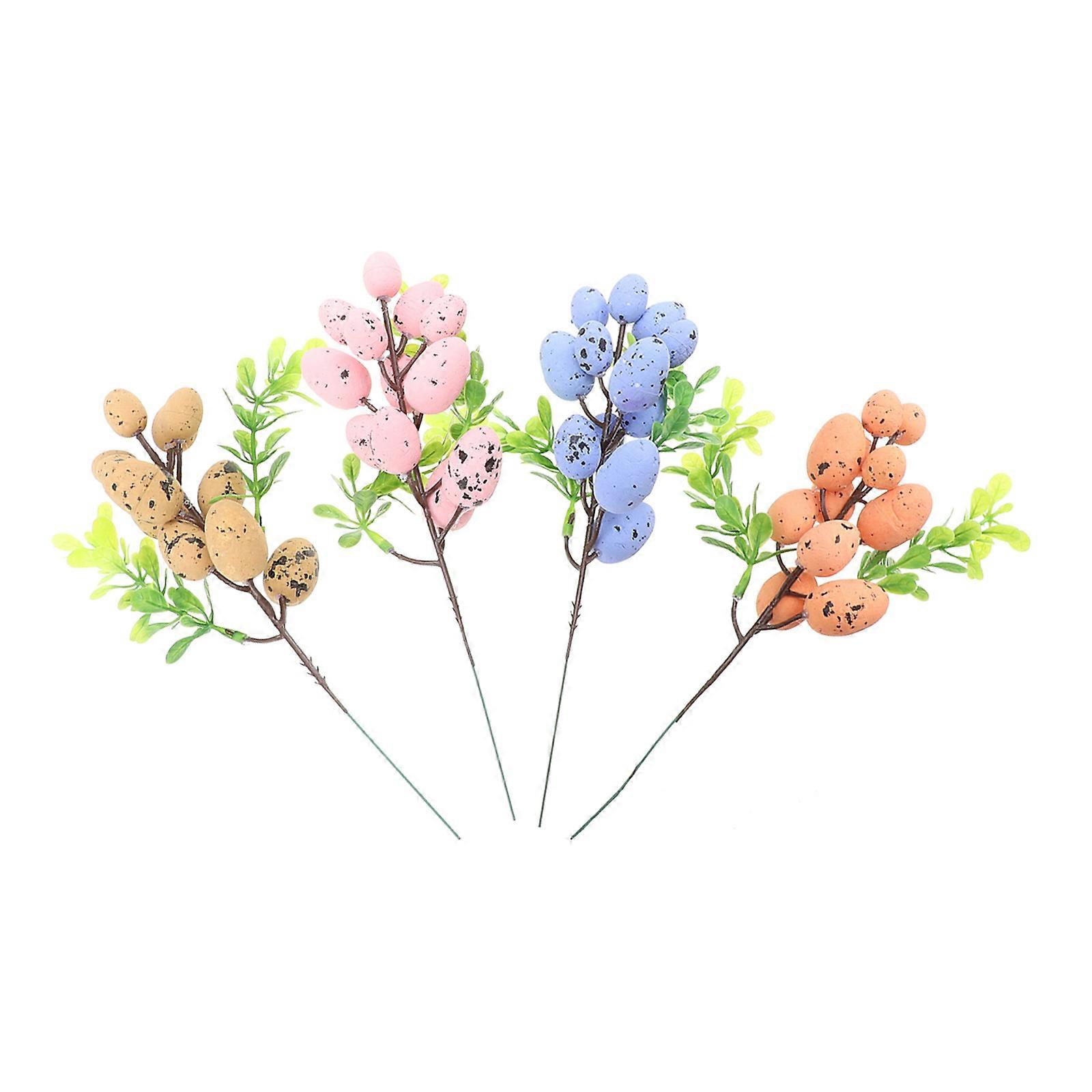 4pcs  Simulation Easter Egg Plant Ornament Artificial Plant Easter Ornament