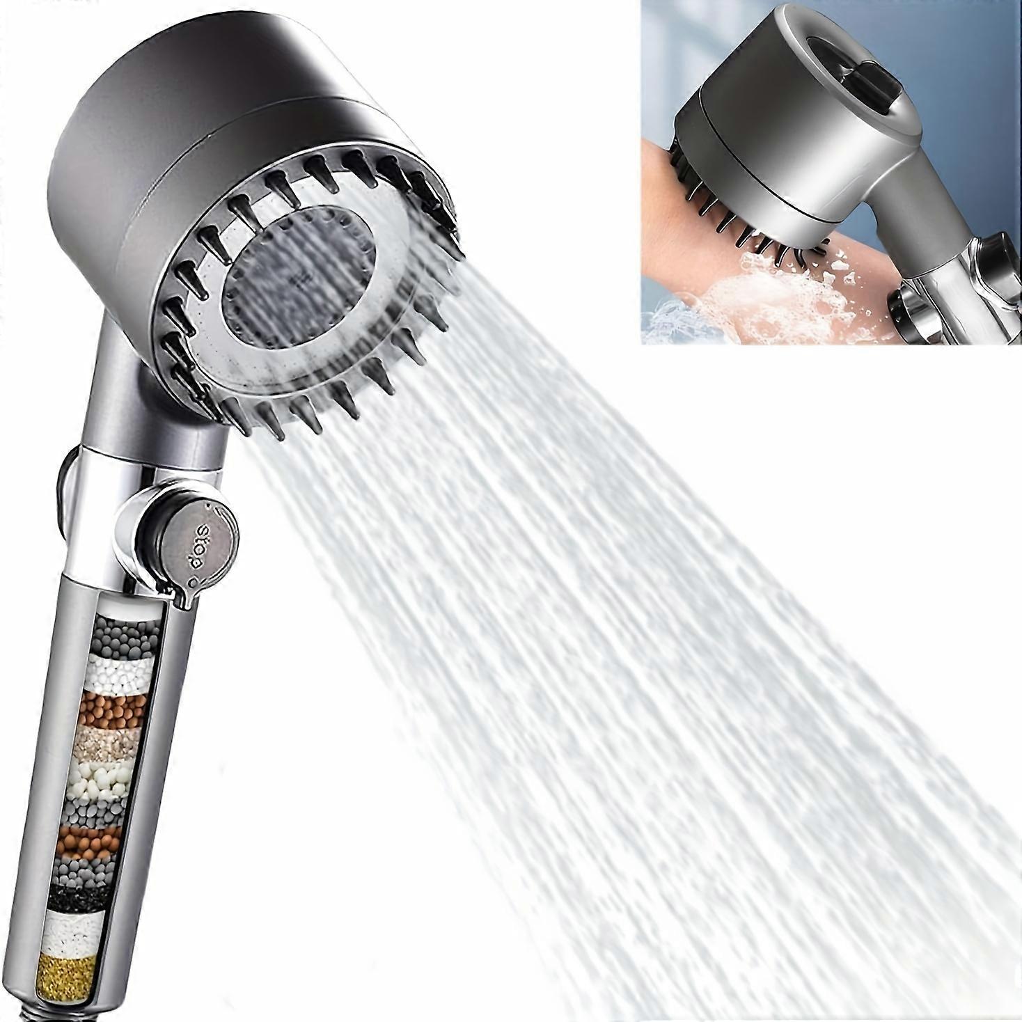 High-Pressure Round Shower Head with ON/OFF Switch - 36V Wall Mount Showerhead for Hard Water, Power Wash, Multiple Spray Modes, and Gentle Pet Bathin