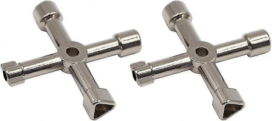 2 Pack 4-way Multi-function Utility Keys For Electric Cabinet, Radiator, Meter, Box Opener (silver)
