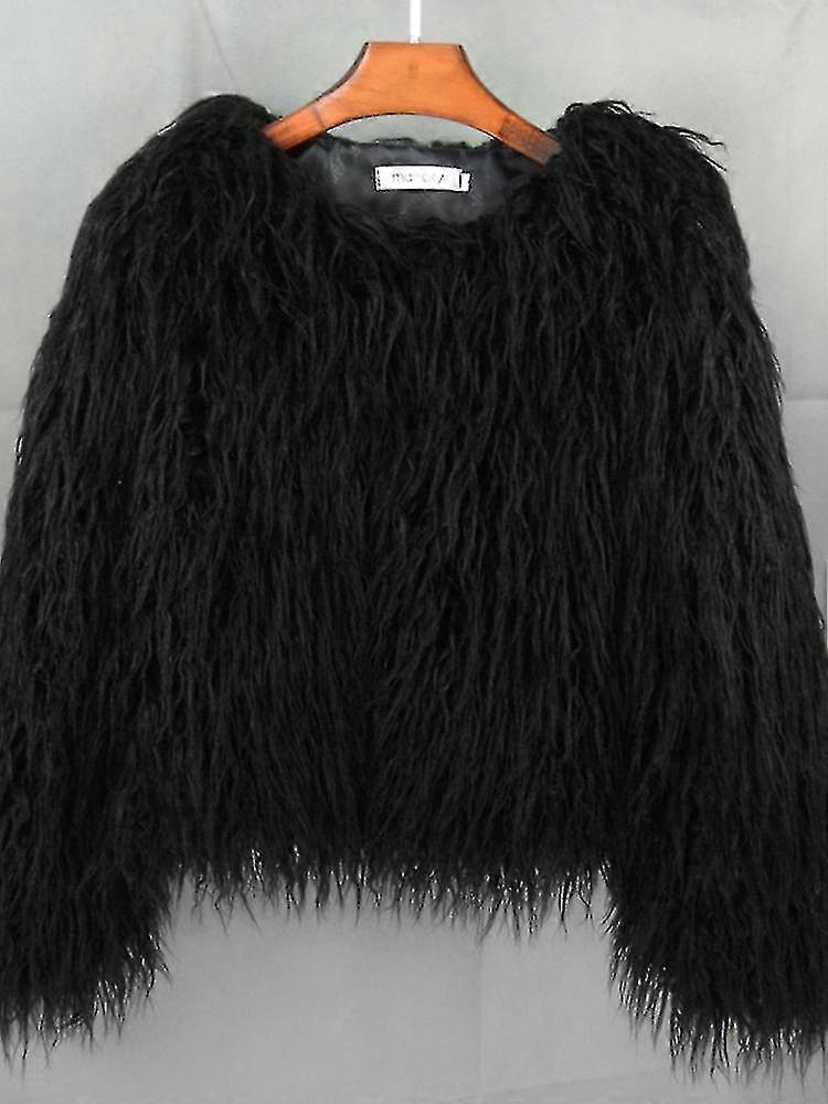 معطف فرو نسائي دافئ ملون أسود أبيض وردي معطف أفخم سترة أنثى الفراء الخريف الشتاء أشعث ملابس خارجية هاي ستريت 2023