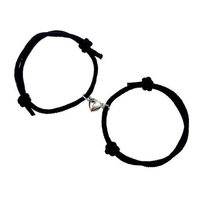 Couple Magnetic Bracelets with Adjustable Handmade Cord