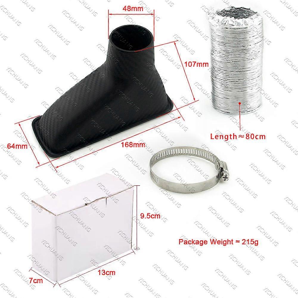 Universal Car Air Intake Car Front Bumper Turbo Pipe Kit ABS Turbine Inlet Pipe Funnel Carbon Fiber Look