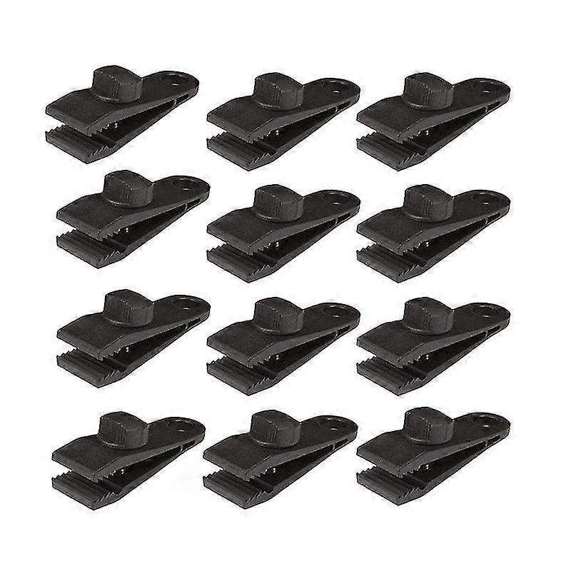 12pcs Tarp Clamps, Heavy Duty Tarp Clamps Set Instant Awning Clamp For Tarp Tents Caravan Garden Shade Cover, Black (12)