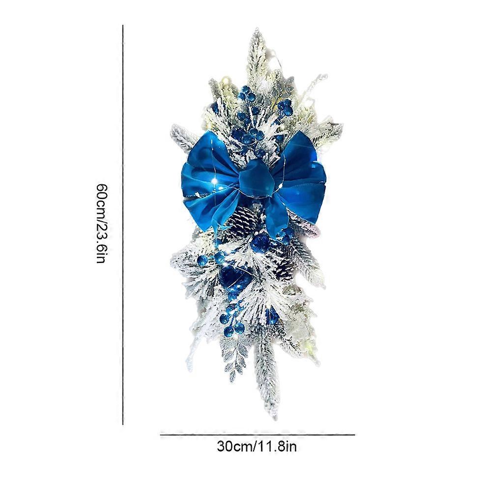 Couronne de Noël pendentifs guirlande décoration de Noël couronne de Noël pendentif suspendu pour porte murale de vacances avec guirlande lumineuse LED