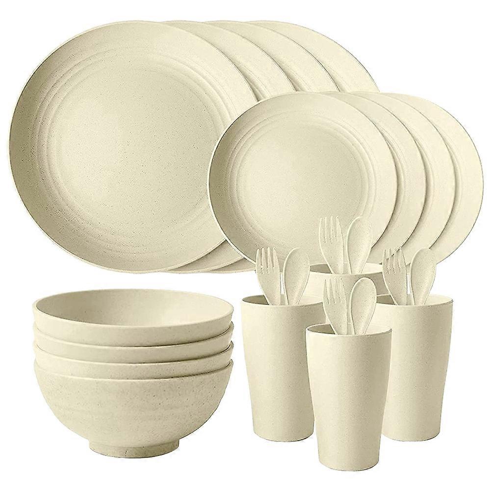 Dinner Sets, Camping Tableware Dinnerware Sets of 4 (28Pcs), Picnic Camping Party Dinner Plate Mug