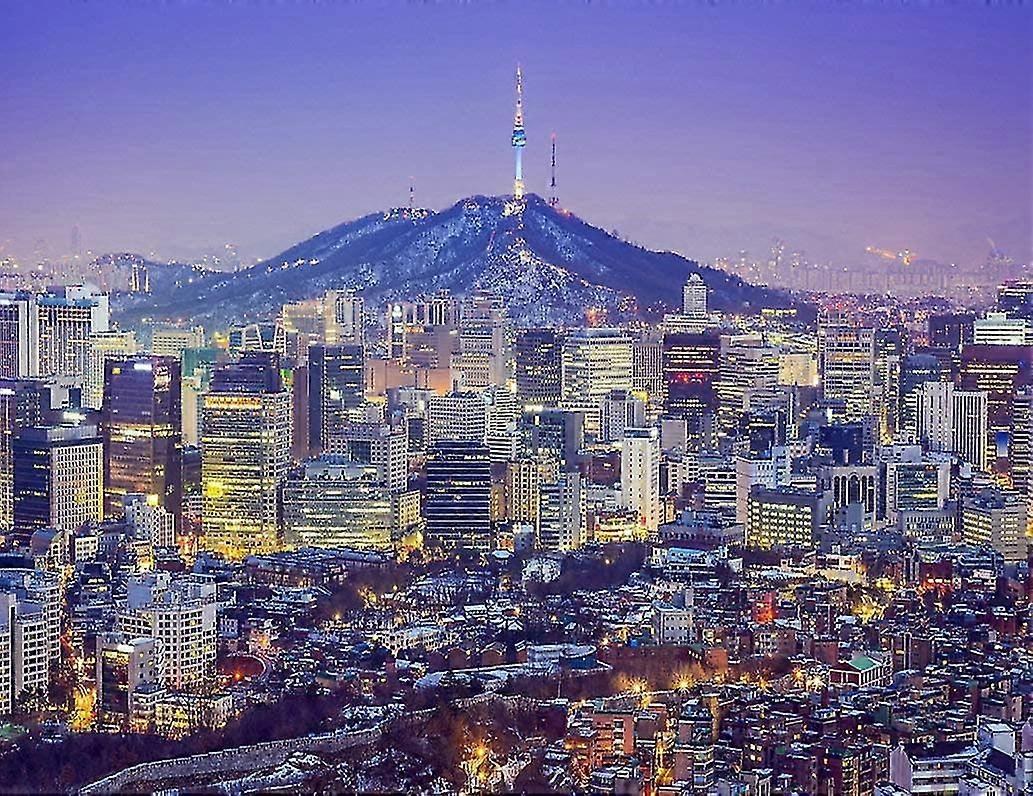 Diy 5d Diamond Painting Numbering Kit Seoul South Korea City Skyline At Twilight Korean Namsan Winter Night Adult Children Rhinestone Cross Stitch Pai