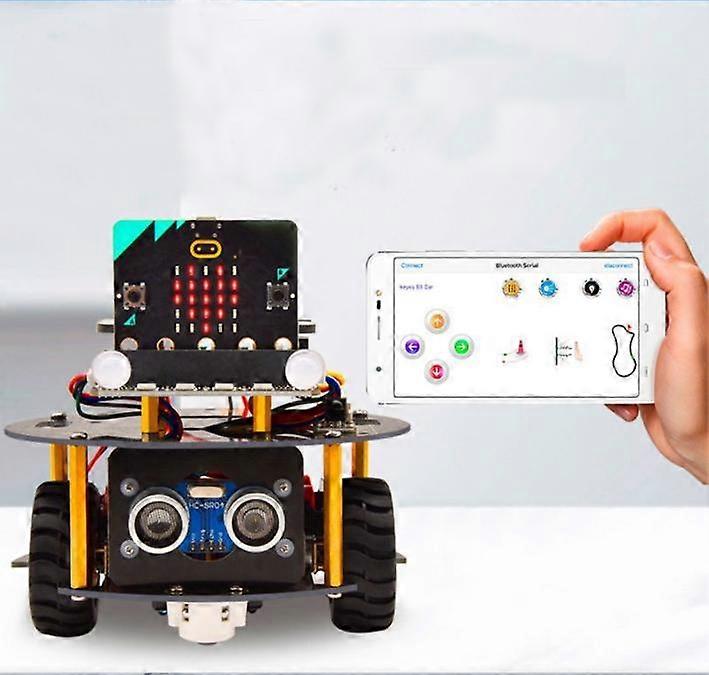 microbit Robot Starter Kit with BBC Micro bit V2 V1.5, Blocks and Python Code, 20 Projects Programming Smart Robot Car Kit for Kids Teens STEM Educati