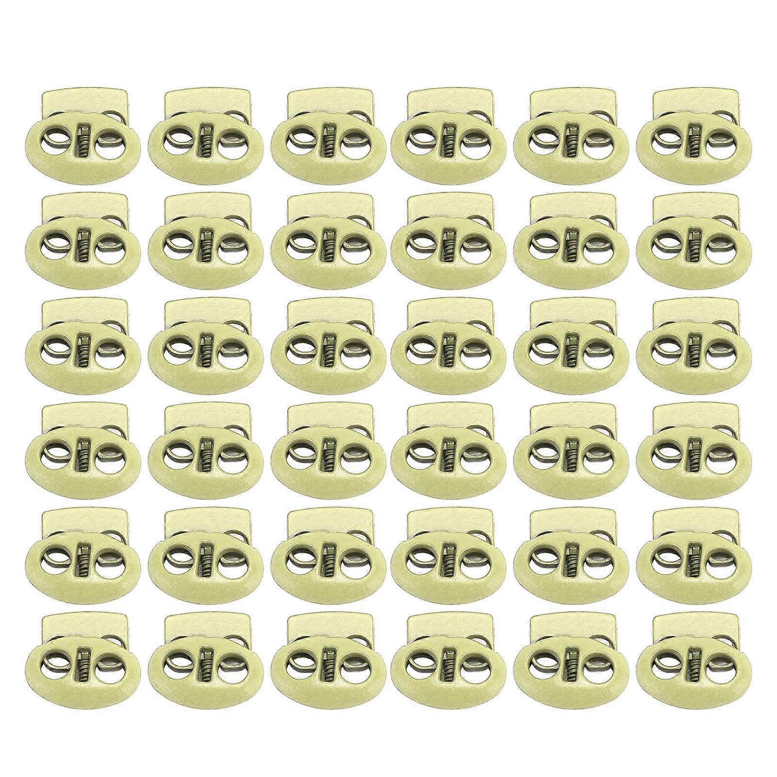 30pcs Spring Cord Lock Multipurpose Double Hole Spring Toggle Stopper for Shoelace Drawstrings Paracord Bags Clothing Green