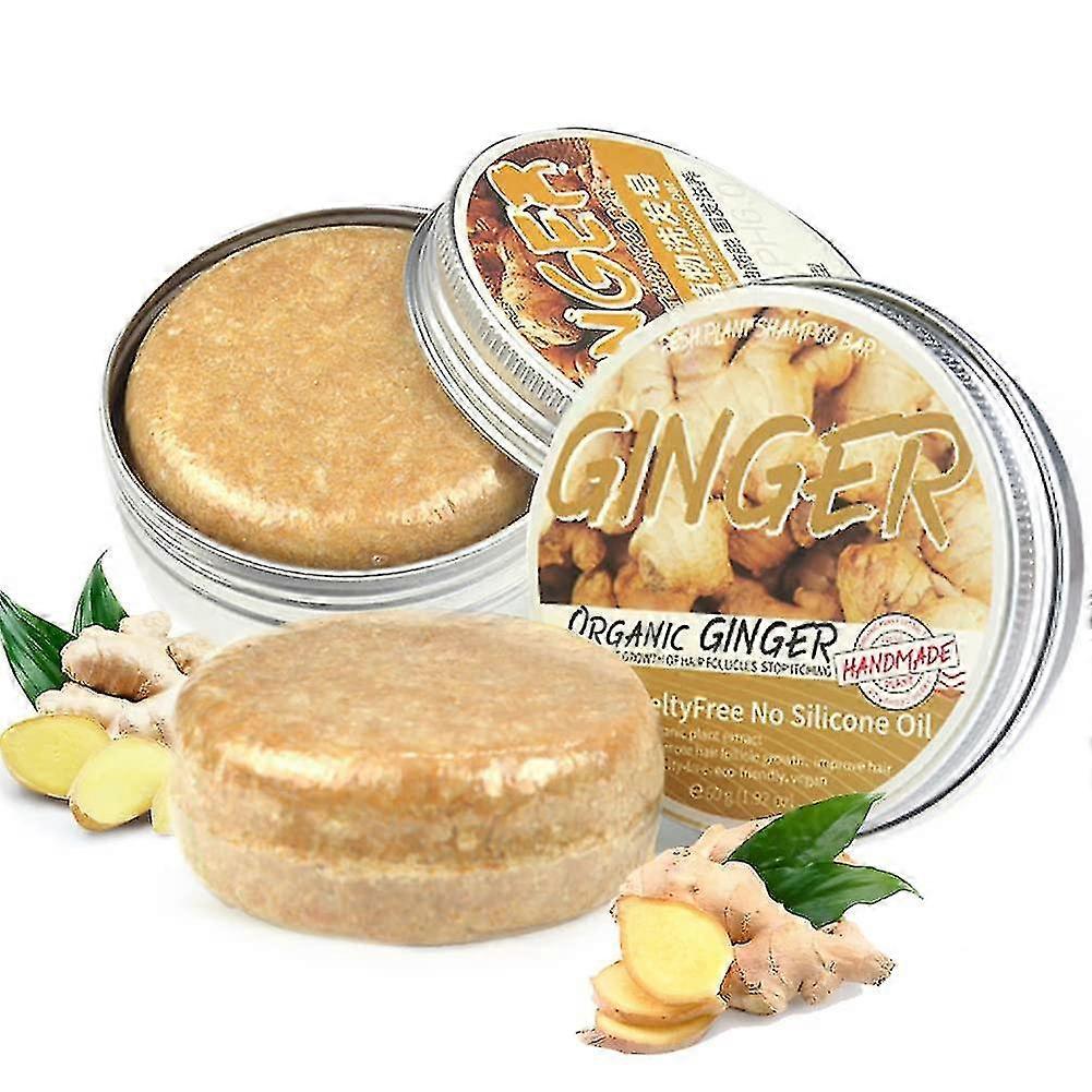 2 Stück Ingwer-Haar-Nachwachsen-Shampoo-Bar, Ingwer-Shampoo-Seife, Ingwer-Bar-Shampoo für Haarwachstum, Natürliches Bio-Ingwer-Haarwuchs-Shampoo-Bar, G