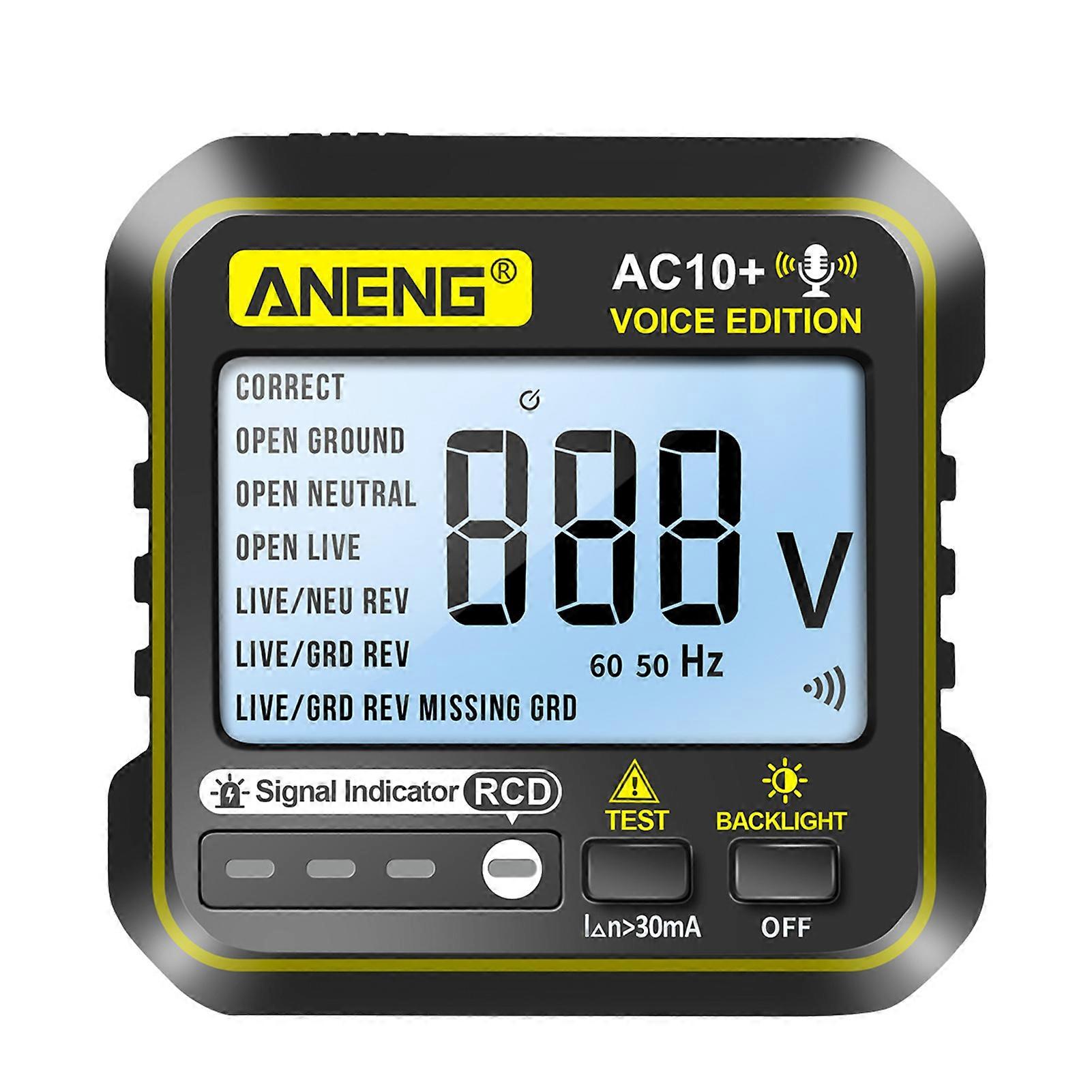 ANENG Multi-function Voice Broadcast Socket Tester Leakage Protection Socket Polarity Detection Socket Phase Meter RCD 220V For US/EU Plug Multimeter