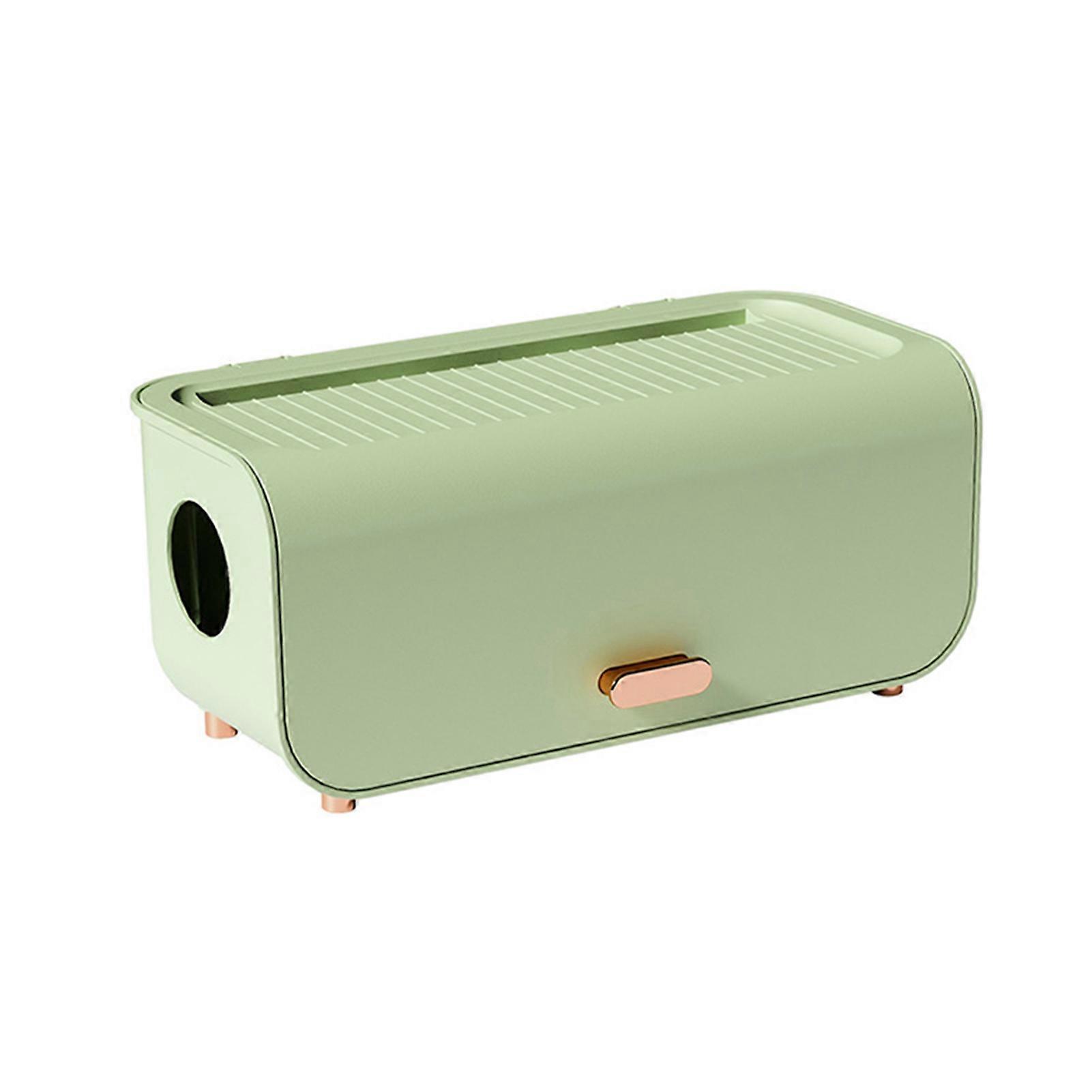 Power Cable Storage Box with Dustproof Lid Desktop Charger Cable Organizer