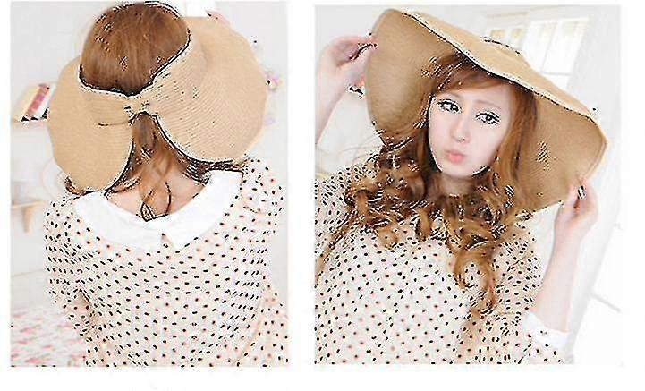 Wide Large Brim Beach Hats, Uv Protection Capwhite