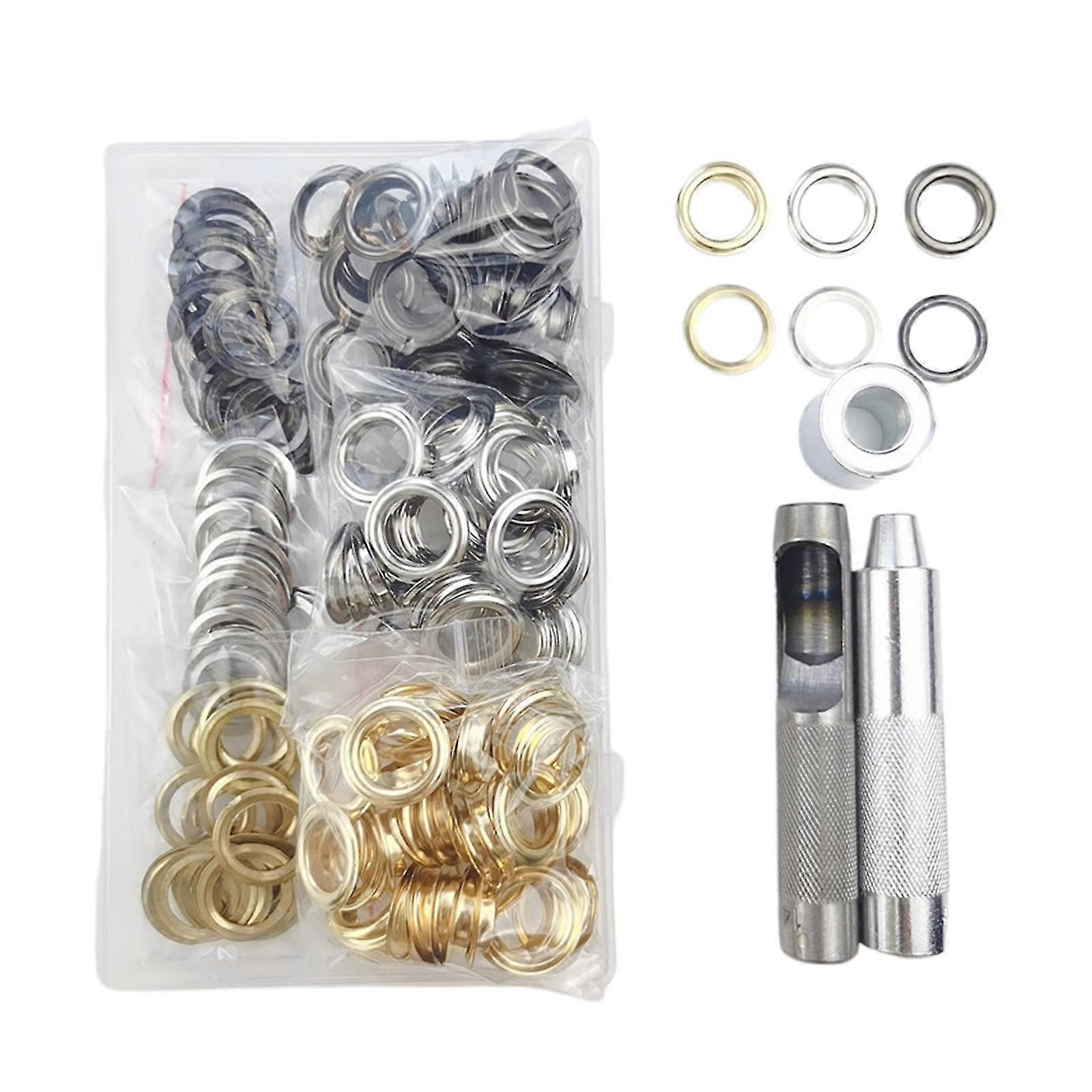 120 Set 14mm Grommets Eyelets Kit No Need Sew Removable Metal Grommets Kit