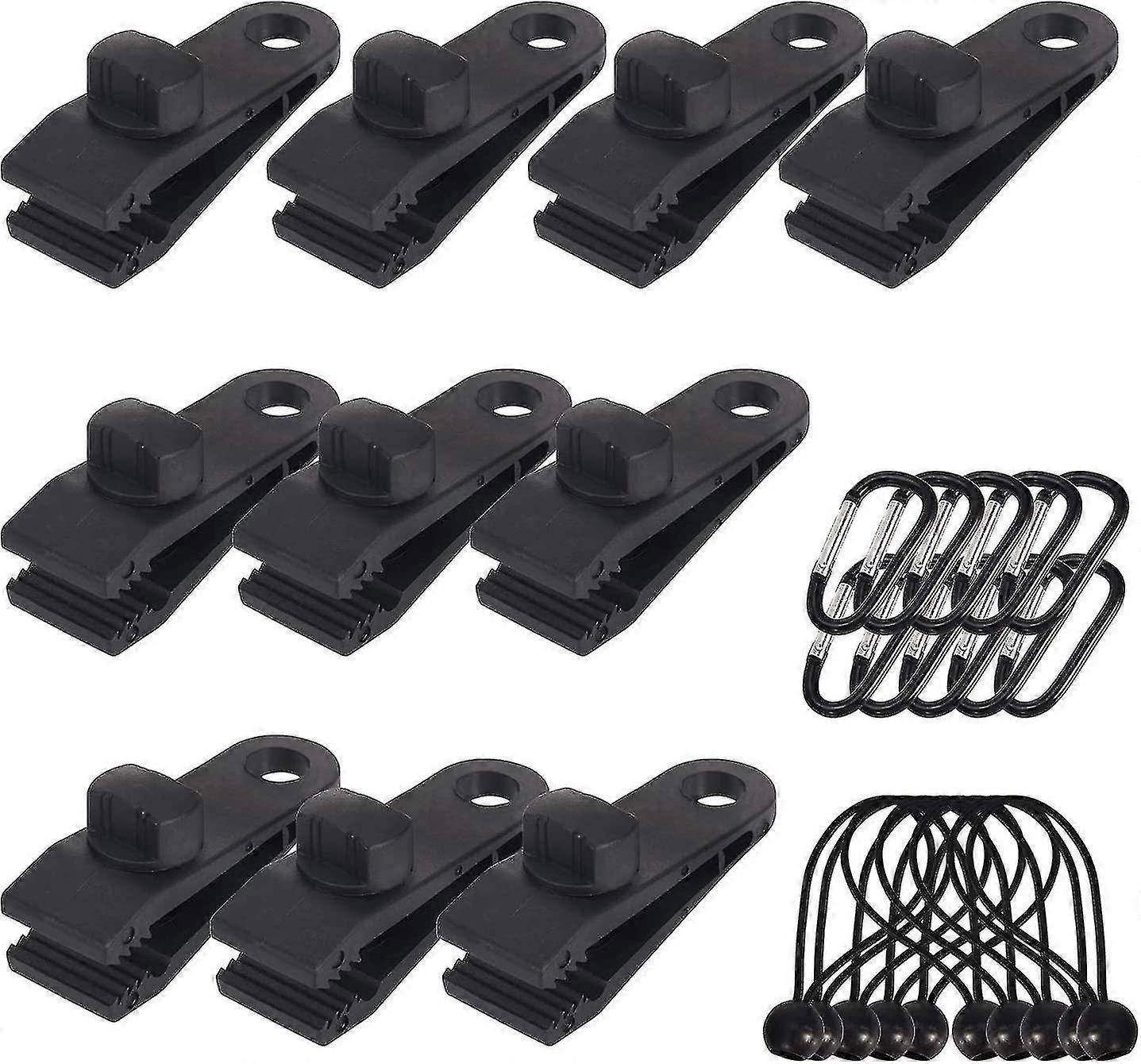 10 Pack Tarp Clips Outdoor Tarp Holder With Webbing Tie Down Bungee Cord Gift