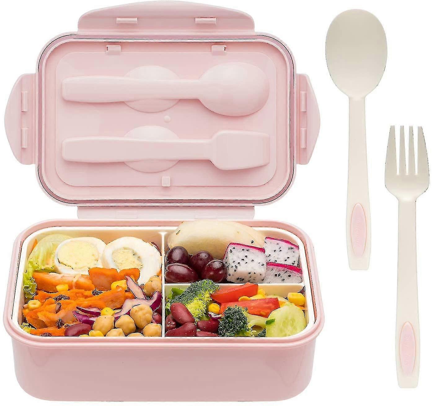 Bento Boxes For Adults - 1400 Ml Bento Lunch Box For Kids Childrens With Spoon & Fork - Durable, Leak-proof For On-the-go Meal