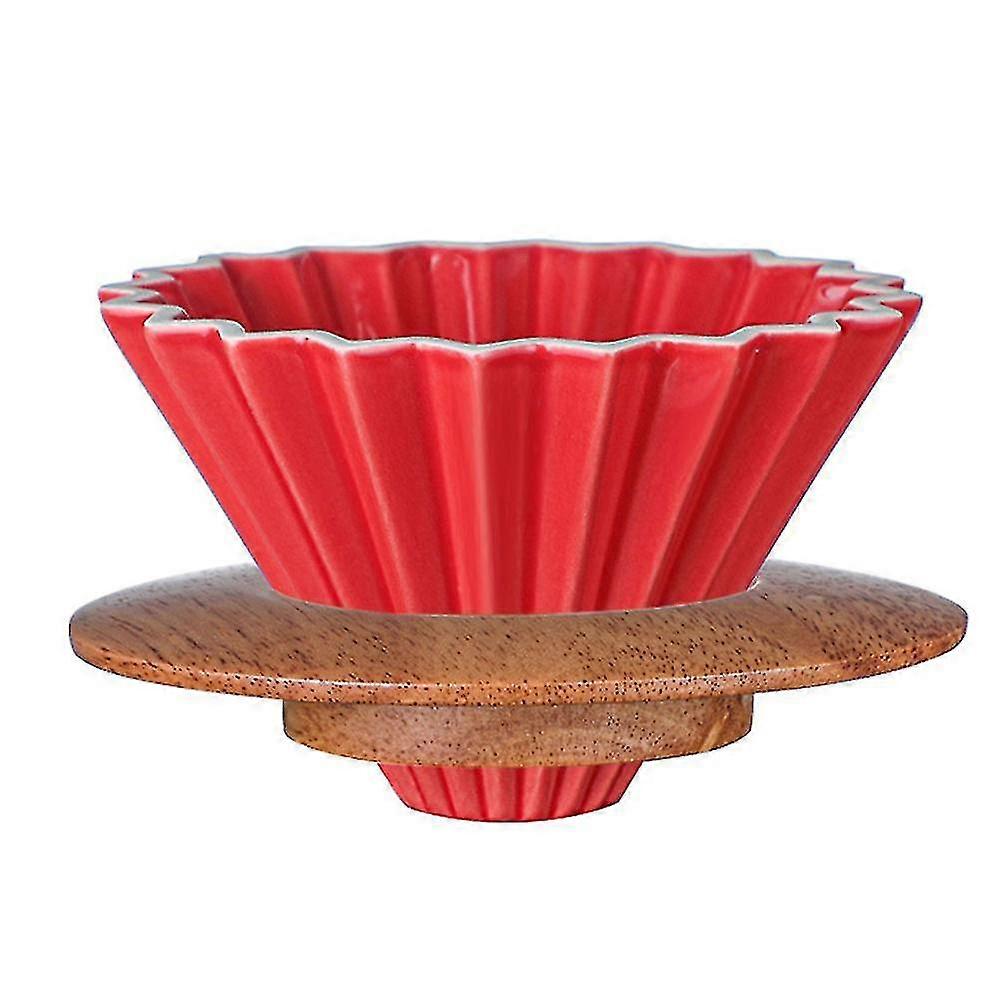 Ceramic Pour Over Coffee Maker With Stand V60 Funnel Dripper, Red