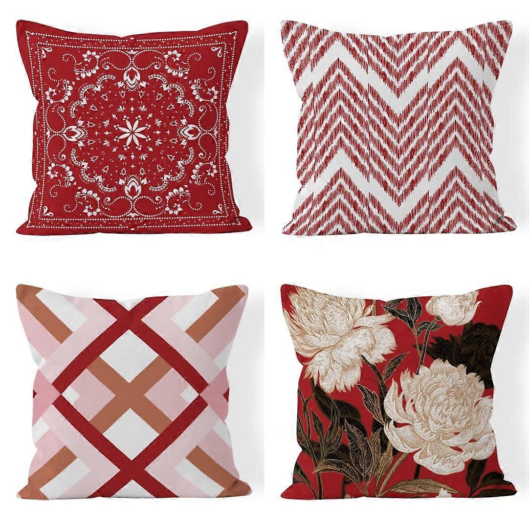 4PCS Red Throw Pillow Cover 45*45cm