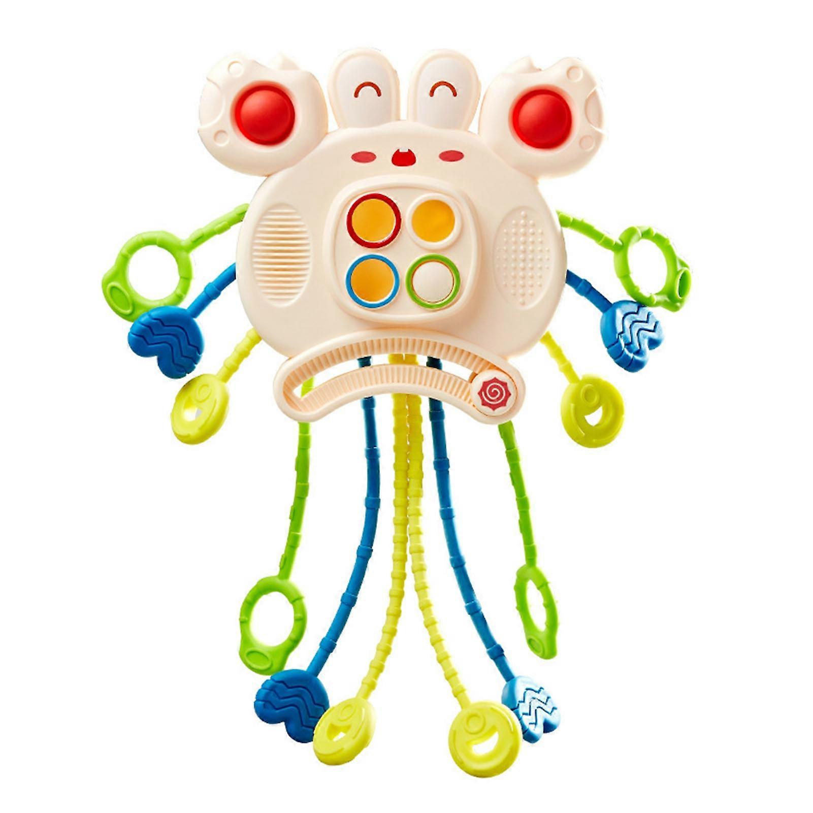 Baby Toy Press And Bite Cartoon Shape Smooth Burr-free Multiple Methods Improve Hand-eye Coordination Sensory Ability Crab Shape Pull-out Toy Kids Gif