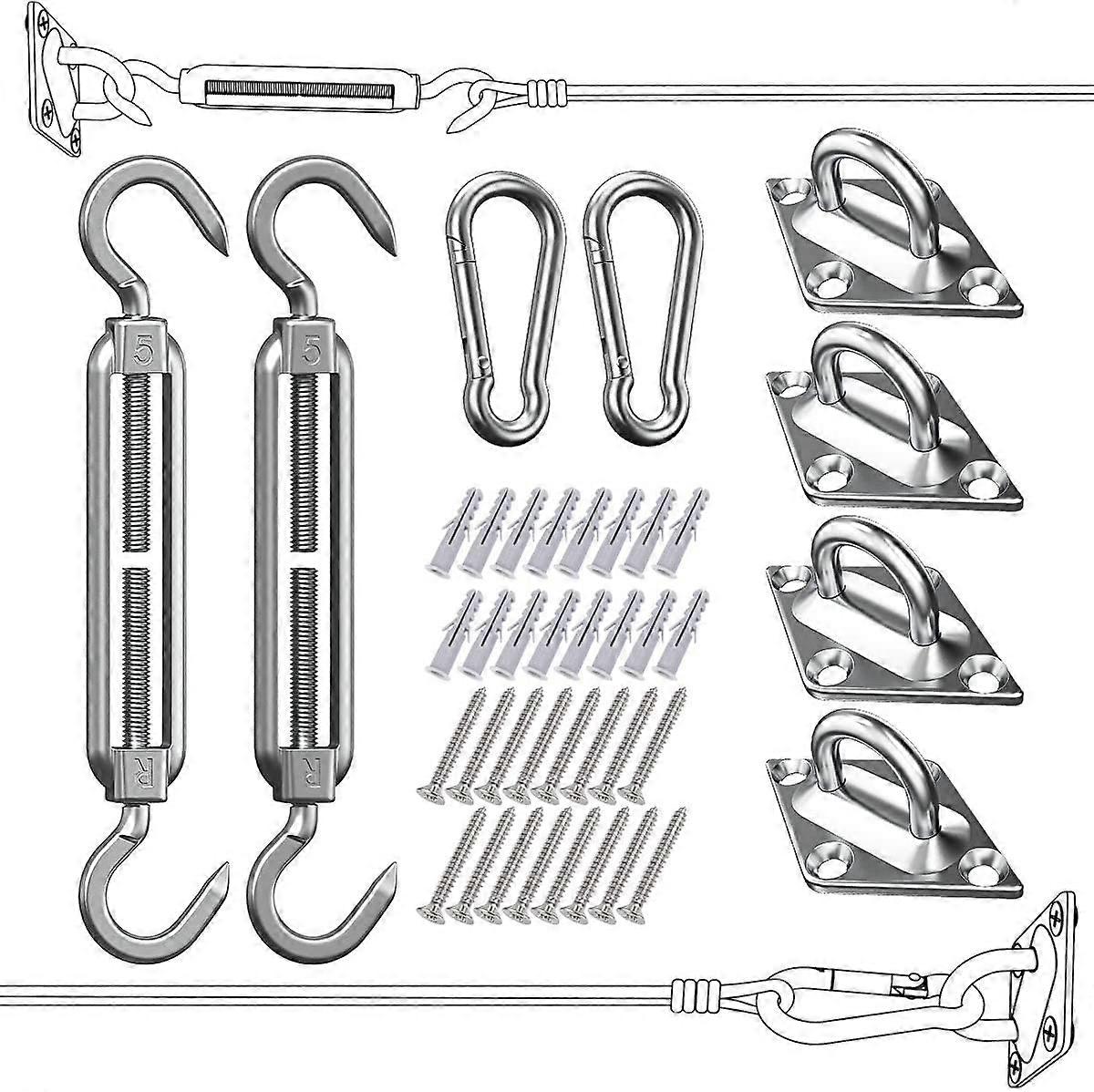 40 Pcs Sun Shade Sail Fixing Kit - Sail Shade Hardware Kit