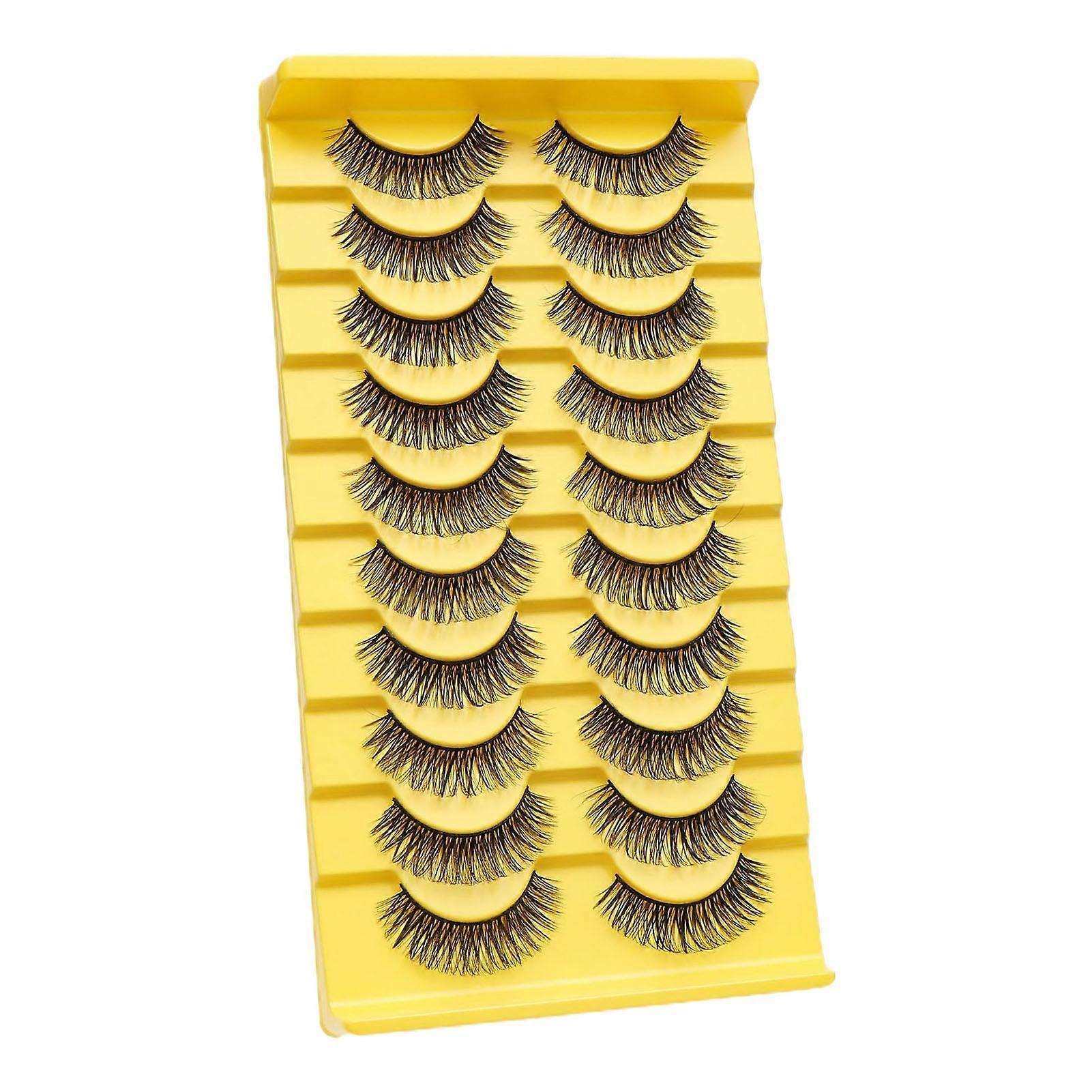 10 Pairs False Eyelashes 3D Effect Realistic Curled Russian Volume Eyelashes Makeup Prop Daily Life KAESI
