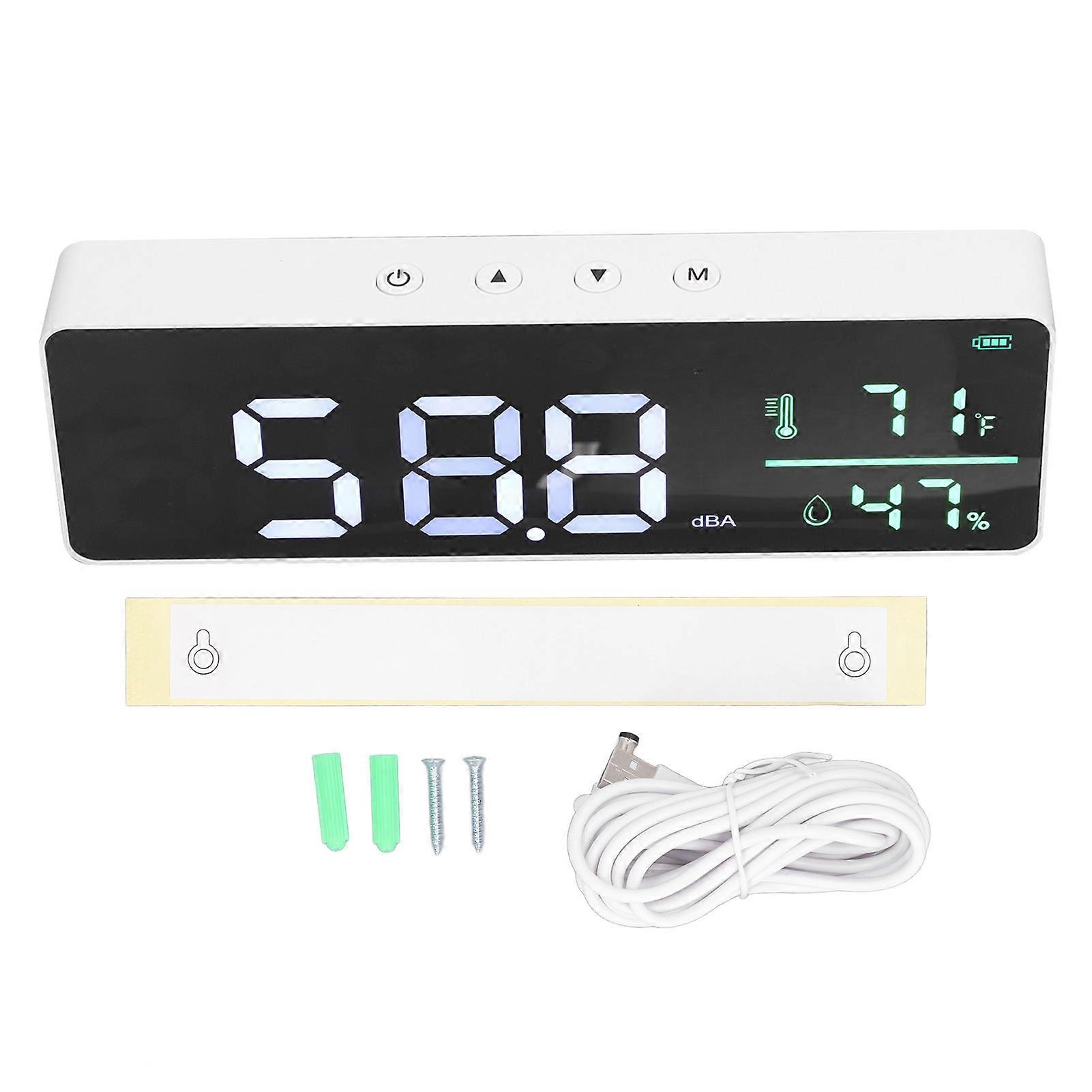 3 In 1 Decibel Meter 30 to 130dBA LED Wall Mounted Sound Level Reader Humidity and Temperature Meter