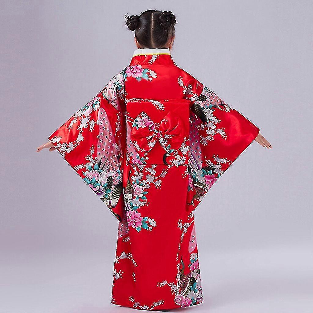 Children Girls Costume Dresses Kimono Robe Japanese Traditional Costume ...