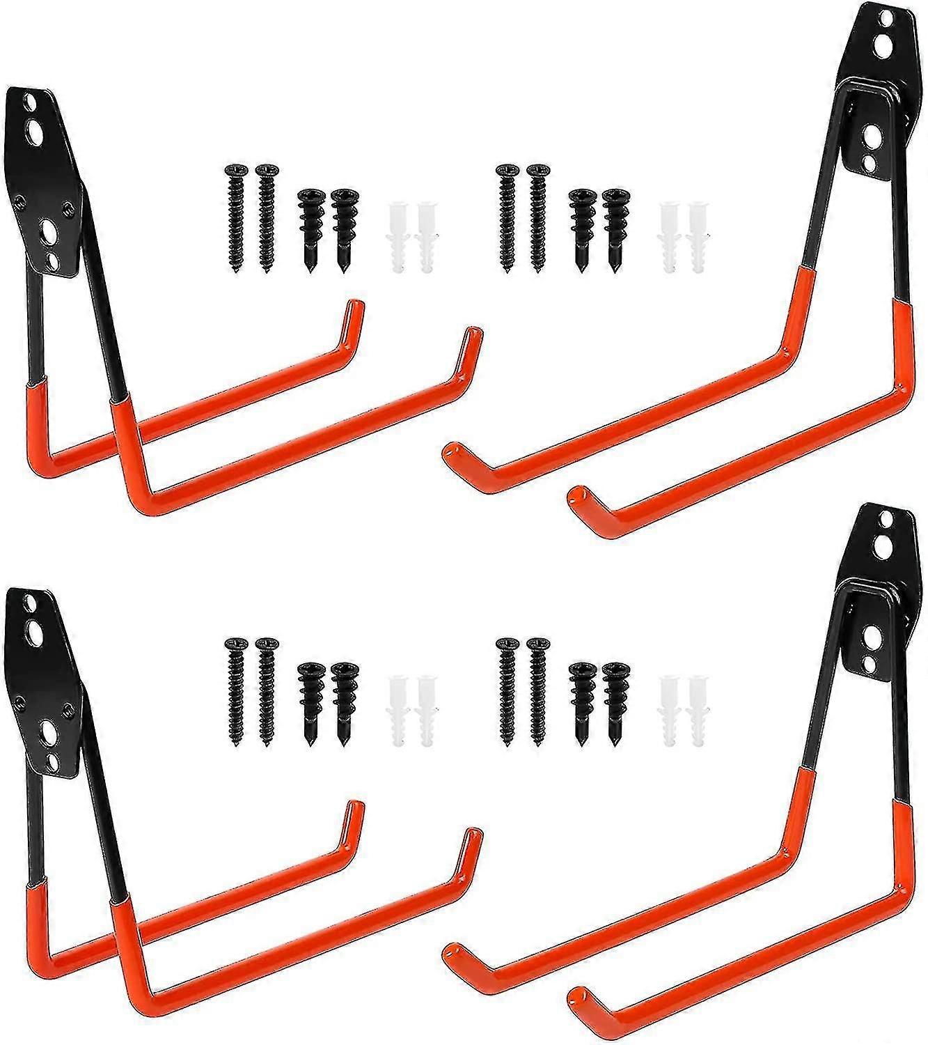 4 Pcs Utility Hooks, Steel Garage Storage Double Hook With Non-ip Coating, Tool Rack