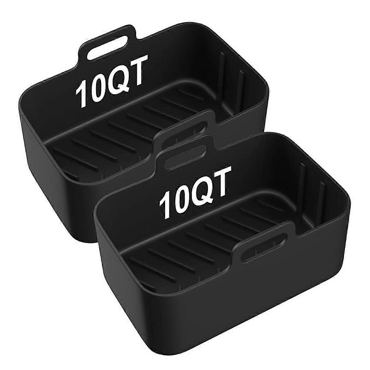 2PCS Air Fryer Silicone Liners for Ninjia DZ401 DZ550 Dual Air Fryer Reusable 10QT Non-Stick AirFry