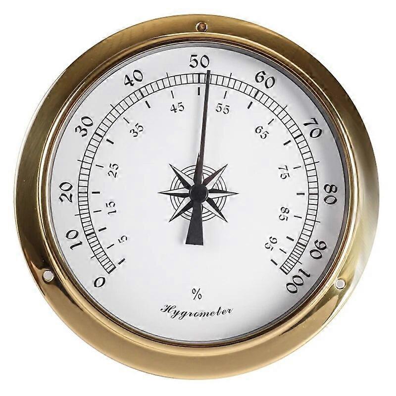 115mm väggmonterad termometer Hygrometer Barometer Klocka Tidvattenklocka Väderstation Kopparskal Inomhus Utomhus
