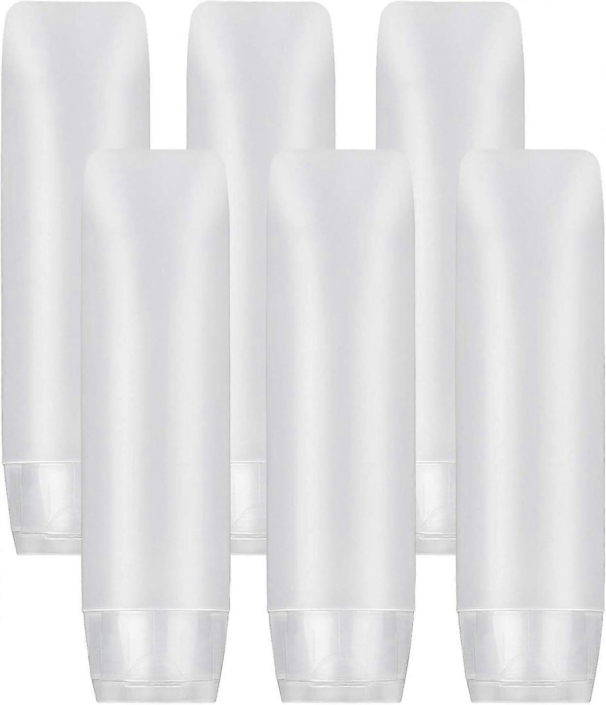 6Pcs 50ml Clear Plastic Empty Travel Bottles with Flip Cap, Transparent Refillable Cosmetic Containers Squeezable Tubes