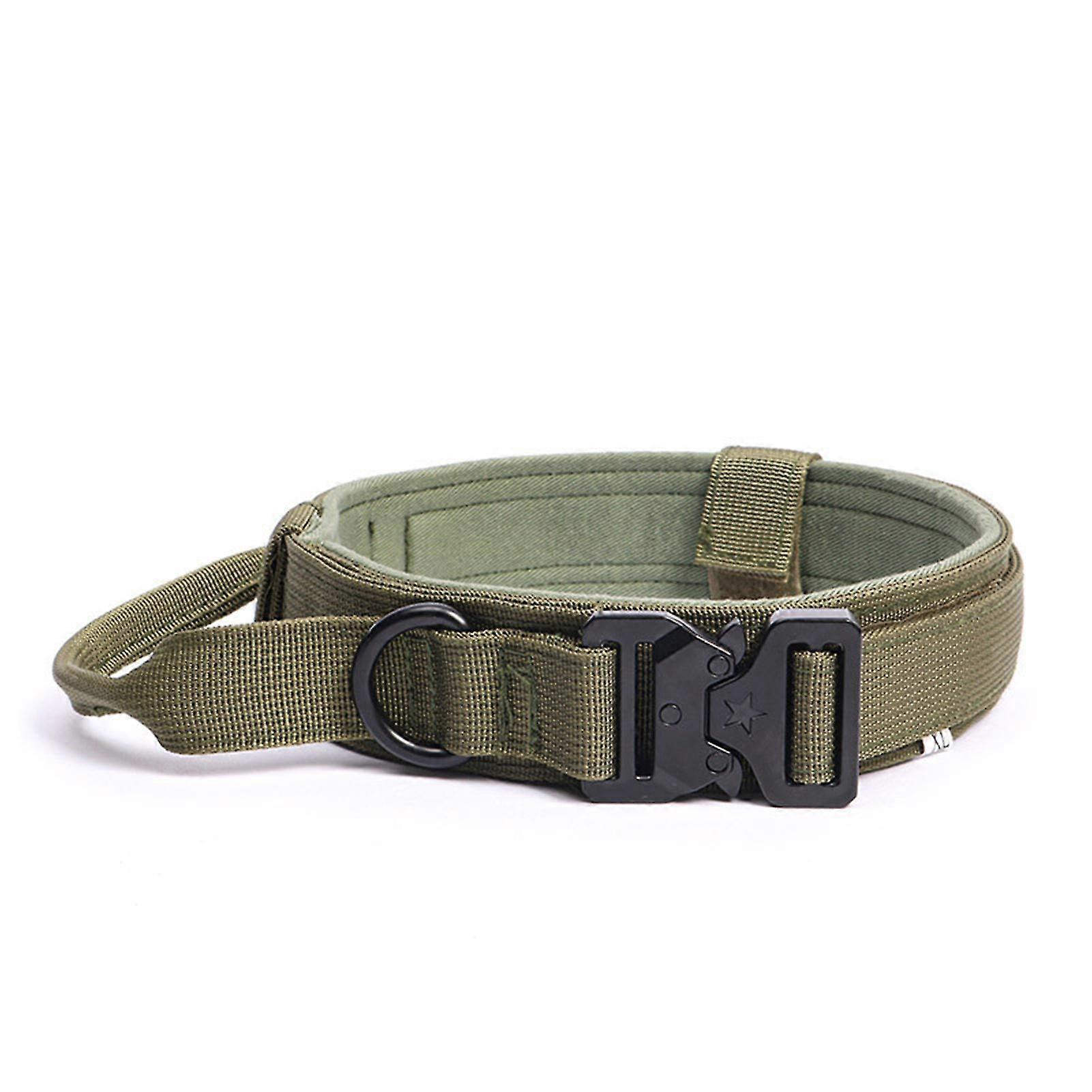 Military Training Dog Collar - Safe Adjustable and Comfortable for Medium to Large Dogs - Green - L Size (42-54cm 16.5-21.3in)