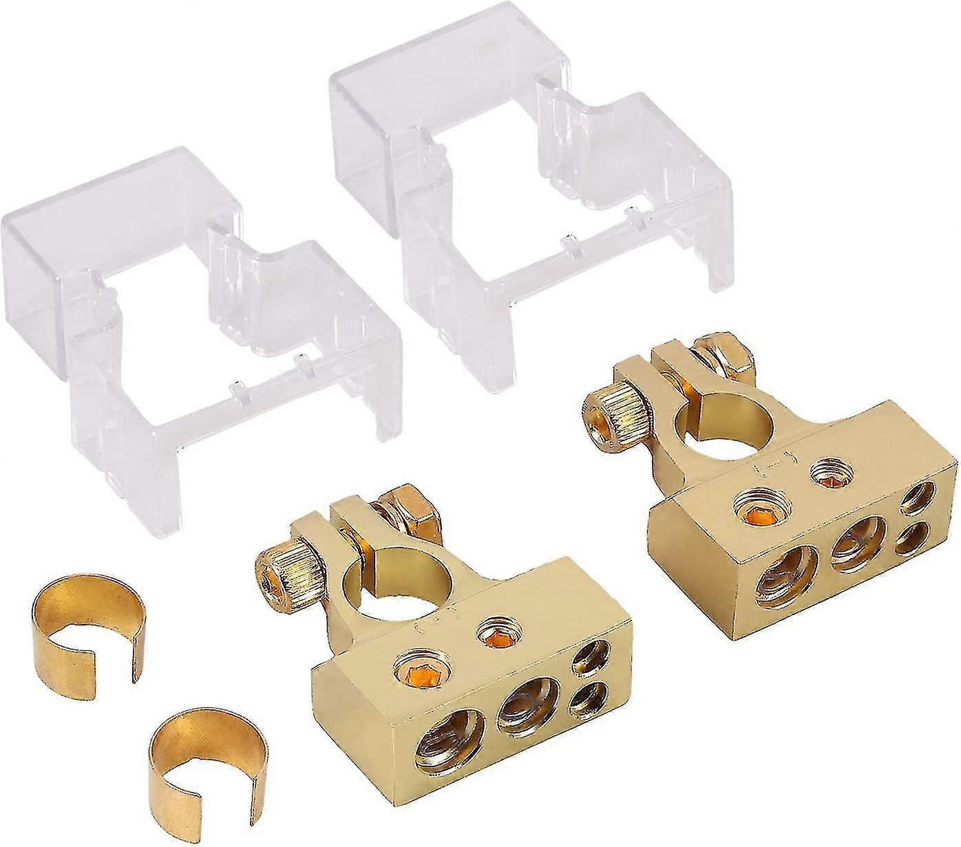 2 X Battery Terminal Battery Terminal, 2/4/8/10 Awg Car Battery Terminals, Positive And Negative Battery Terminal Connector Plug, With Washers And Cov