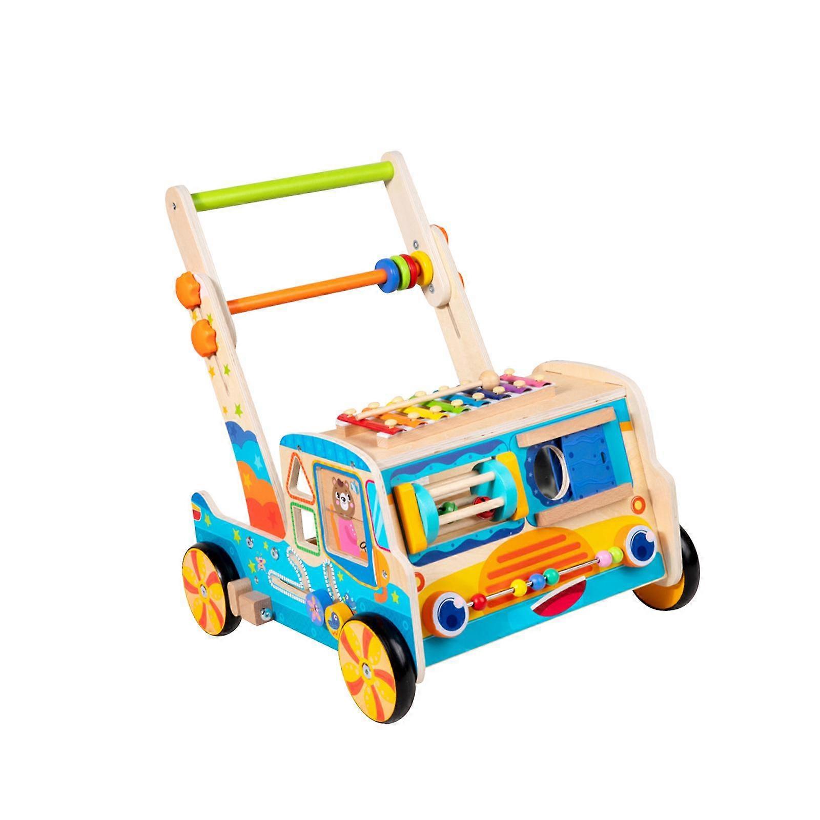 Baby Push Walking Toy Pull Learning Activity Leksak för pojkar flickor barn spädbarn björn