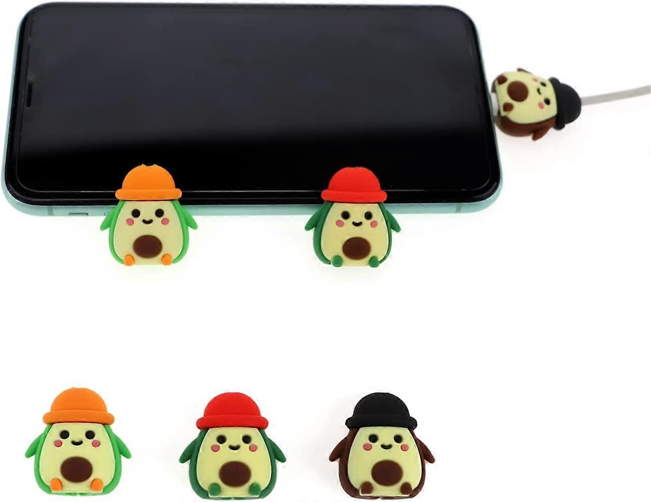 3PCS Avocado with a hat Data/Charging/Lightning Cable Protector Saver Chewers ONLY Compatible with Apple Lightning Interface (Avocado with a hat-3PCS)