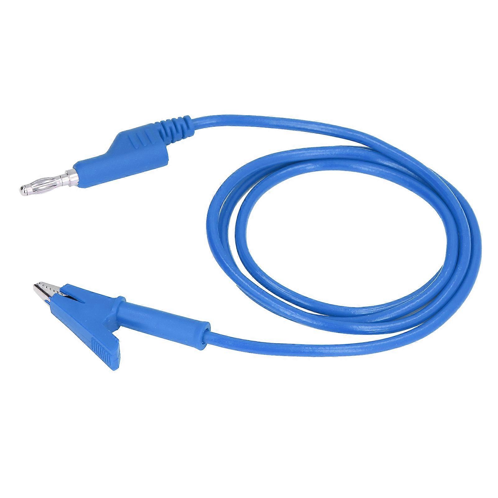 Banana Plug Test Leads 4mm Flexible Wire Cable Crocodile Clip for Electrical Testing - Blue