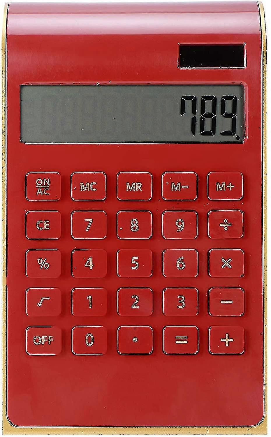 Portable 10 Digits Calculator Ultra Thin Lightweight Solar Power Lcd Display Calculator For Home Office Business (red)