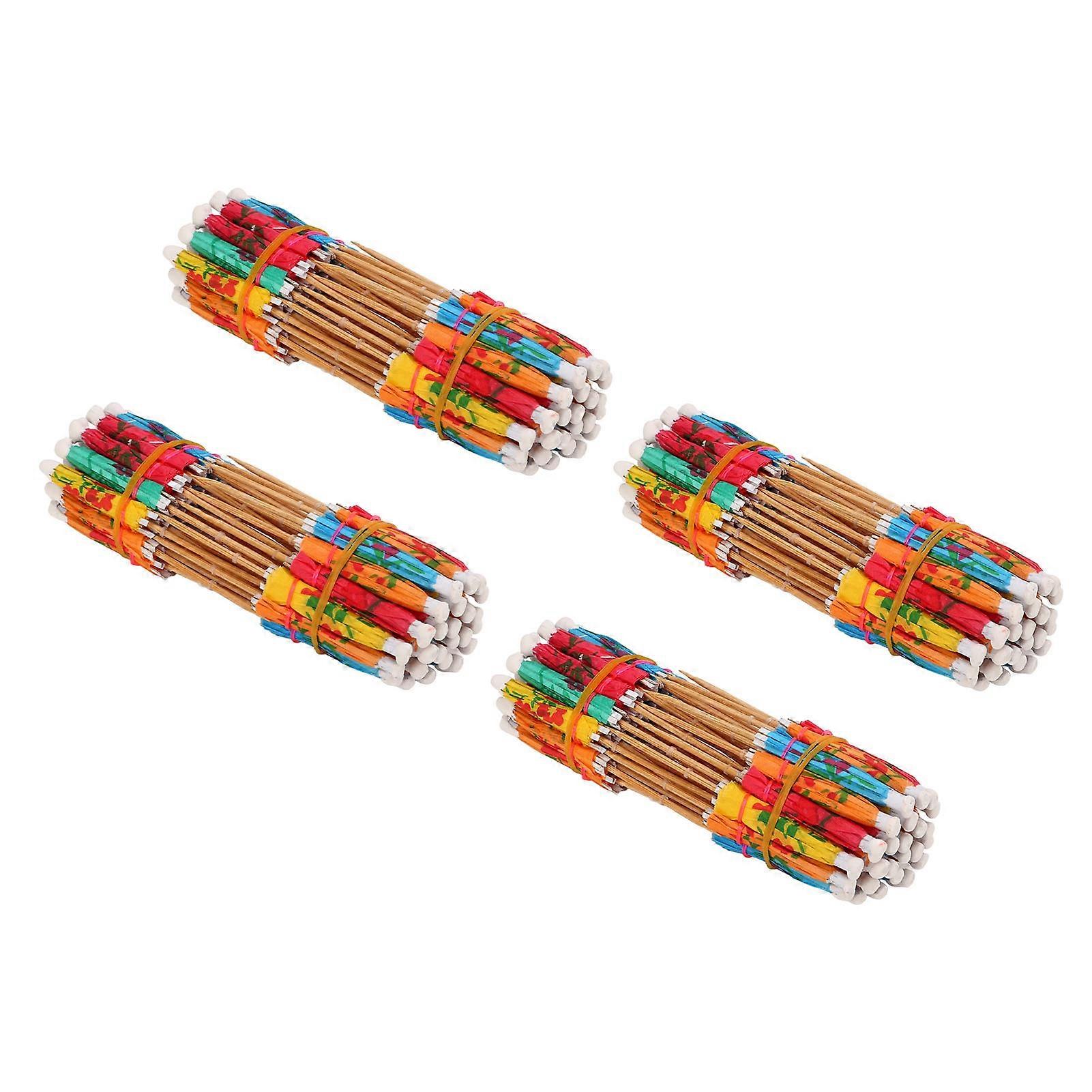 200Pcs Cocktail Umbrellas Multi Color Exquisite Pattern Safe Paper Bamboo Drink Umbrellas compatible Bar