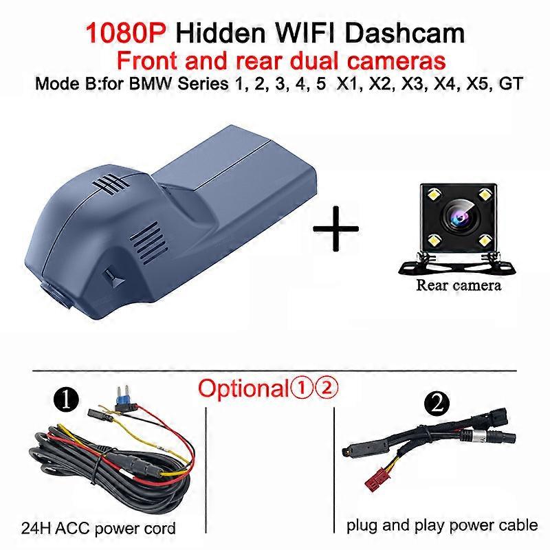 4K HD 2160P Plug and Play WIFi Car DVR Video Recorder Dual Lens Dash Cam For For BMW 1/3/4/5 Series X1 X2 X3 X4 X5 GT F20 F30