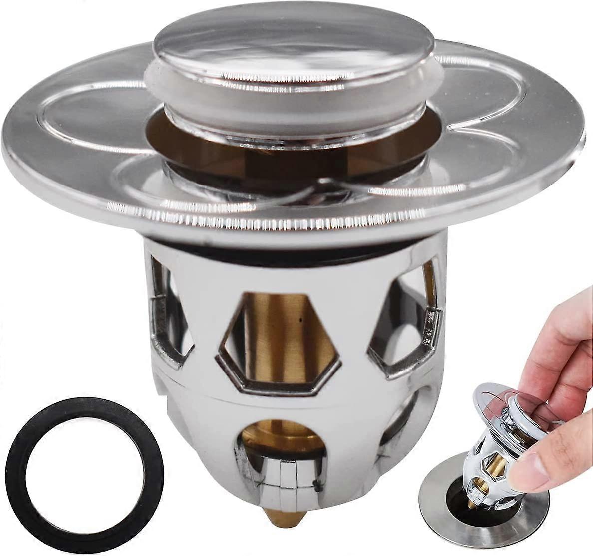 Pop-up sink stopper, sink stopper anti-clog drain filter suitable for 30mm~40mm drain holes (silver) (1)
