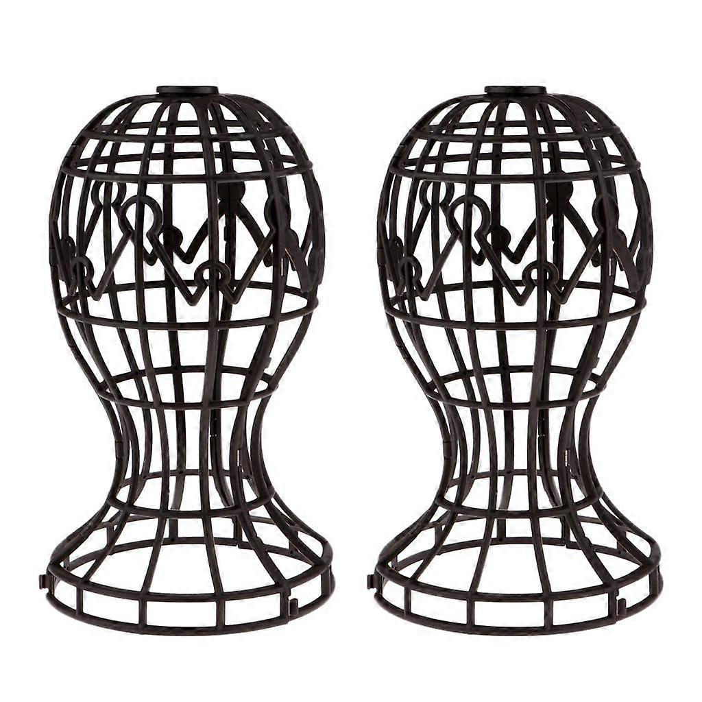 Folding Wig Holder Wig Drying Stand Wig Accessory Hat Display Rack Brown 2x