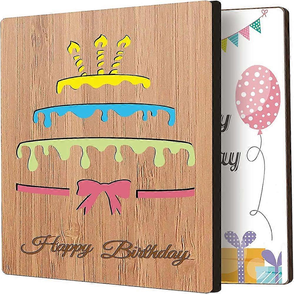 Bamboo Greeting Card & Paper Envelope with Bowknot Rectangle with Hollow Pattern Cake Pattern 150~173x110~124x7mm 2pcs/set DIY