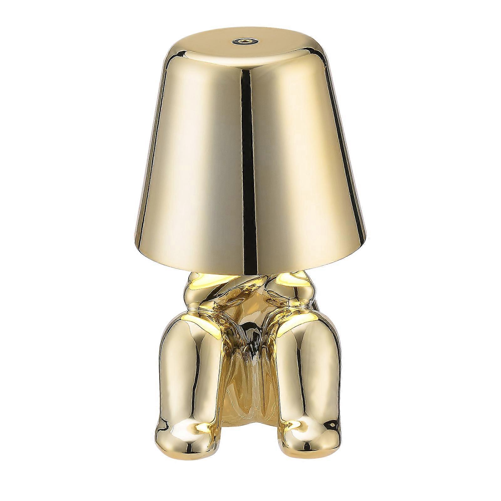 Bedside Touch Control Table Lamp, Gold Decor Thinking Statue LED Table Lamp,100% New